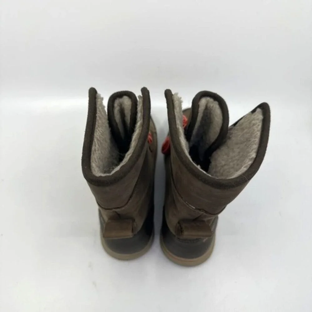 Columbia Winter Boots Youth Size‎ 4 Brown Orange Excellent Waterproof Faux Fur